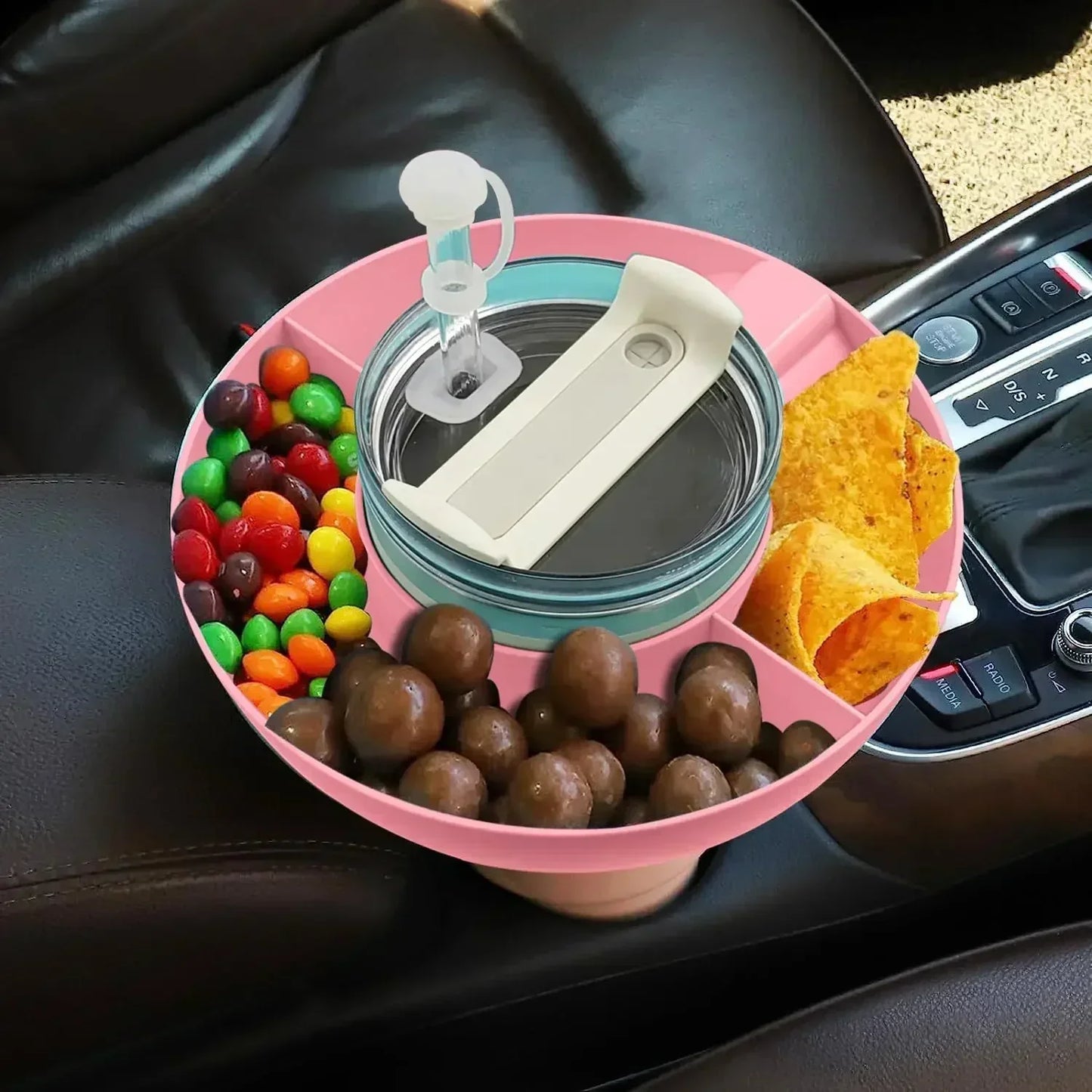 DualSip Luxe Krus til Snacks og Drikke | 2-i-1 Tasse med Lækagesikker Design til Travle Dage og Familieture
