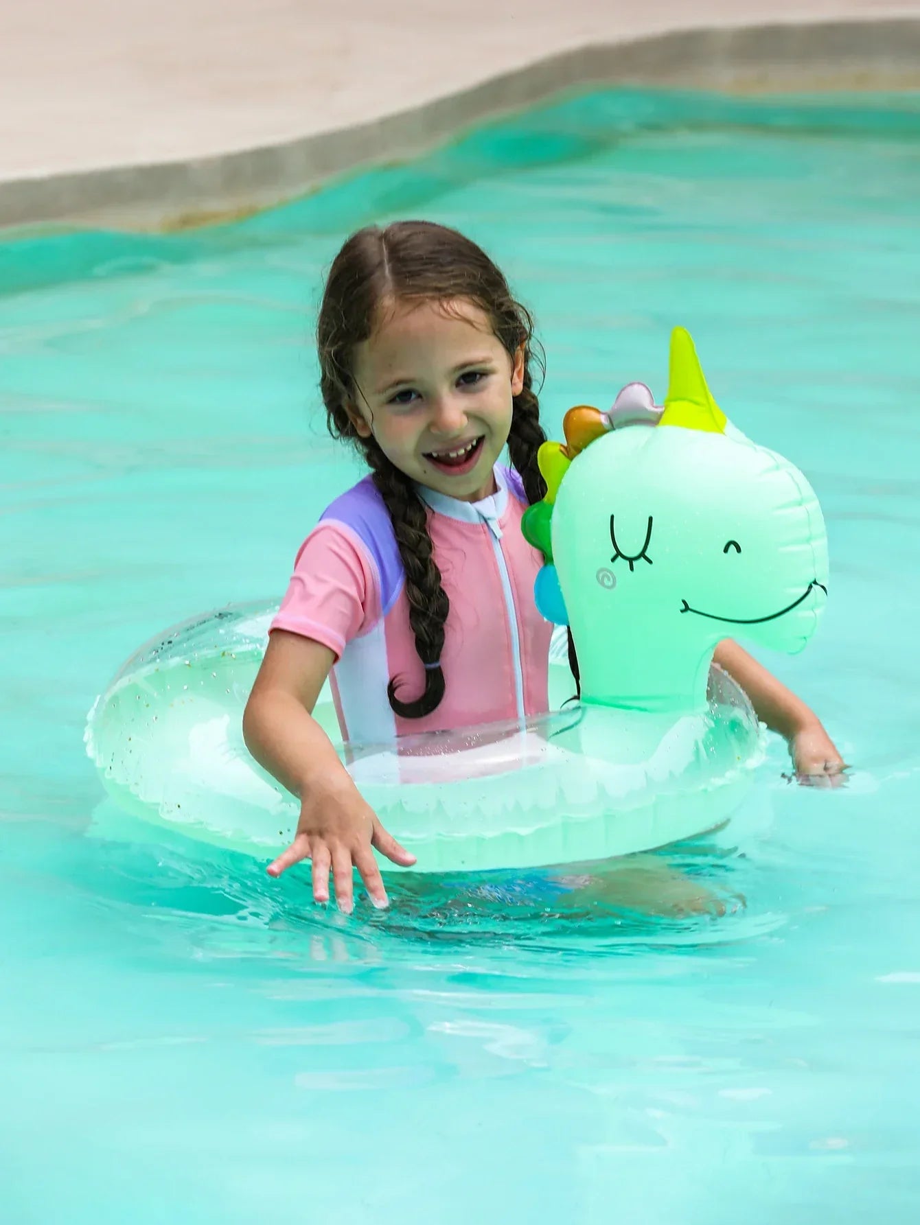 Anillo Inflable para Niños – Anillo con Forma de Dino para Diversión de Verano y Actividades en la Piscina