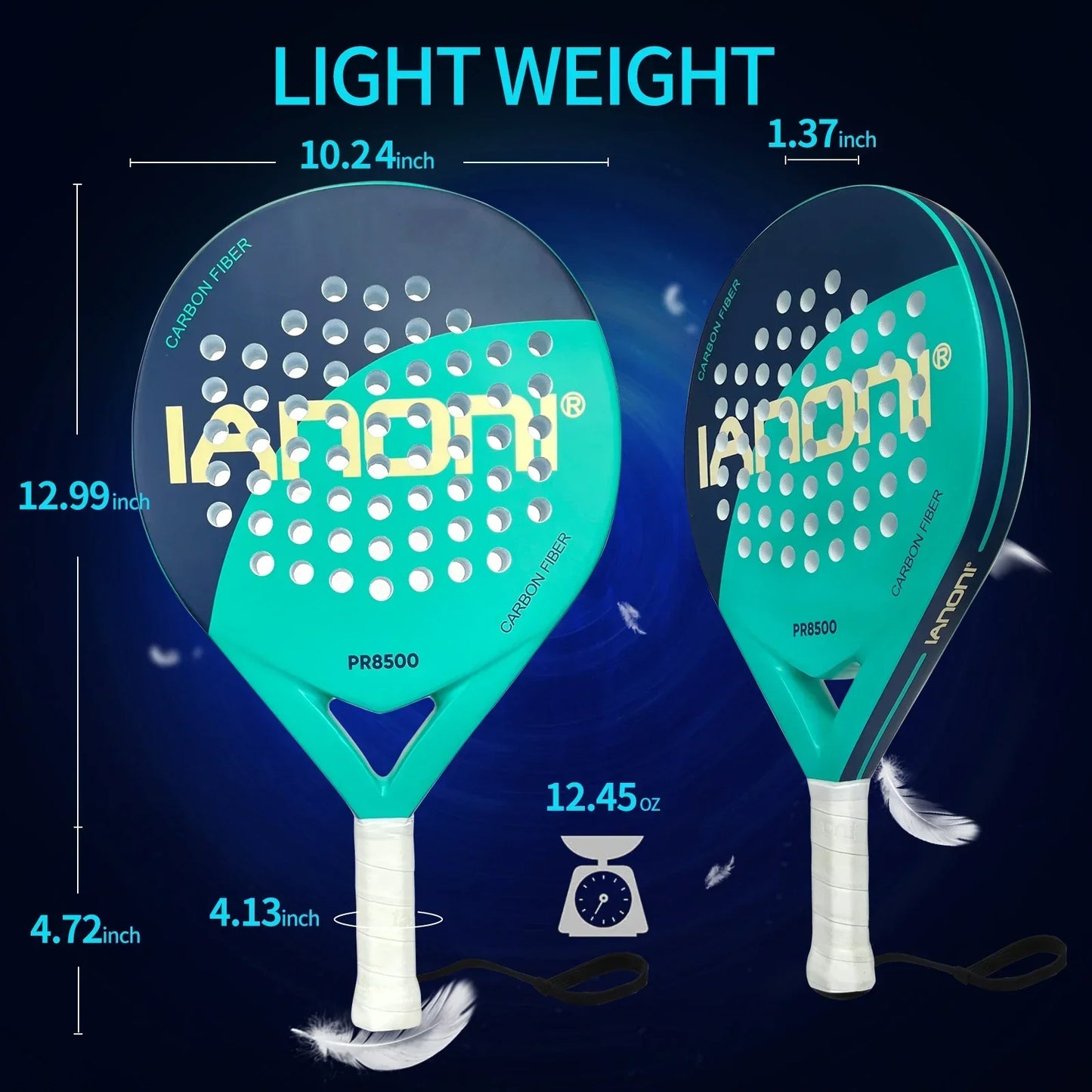 Lättviktigt padelracket i kolfiber med kärna av EVA Memory Foam och väska