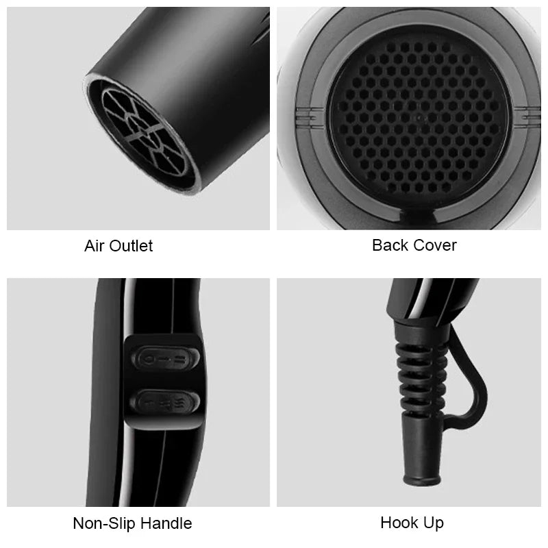 Professionell Hårtork 2200W – Snabb Torkning med Kall och Varm Luft