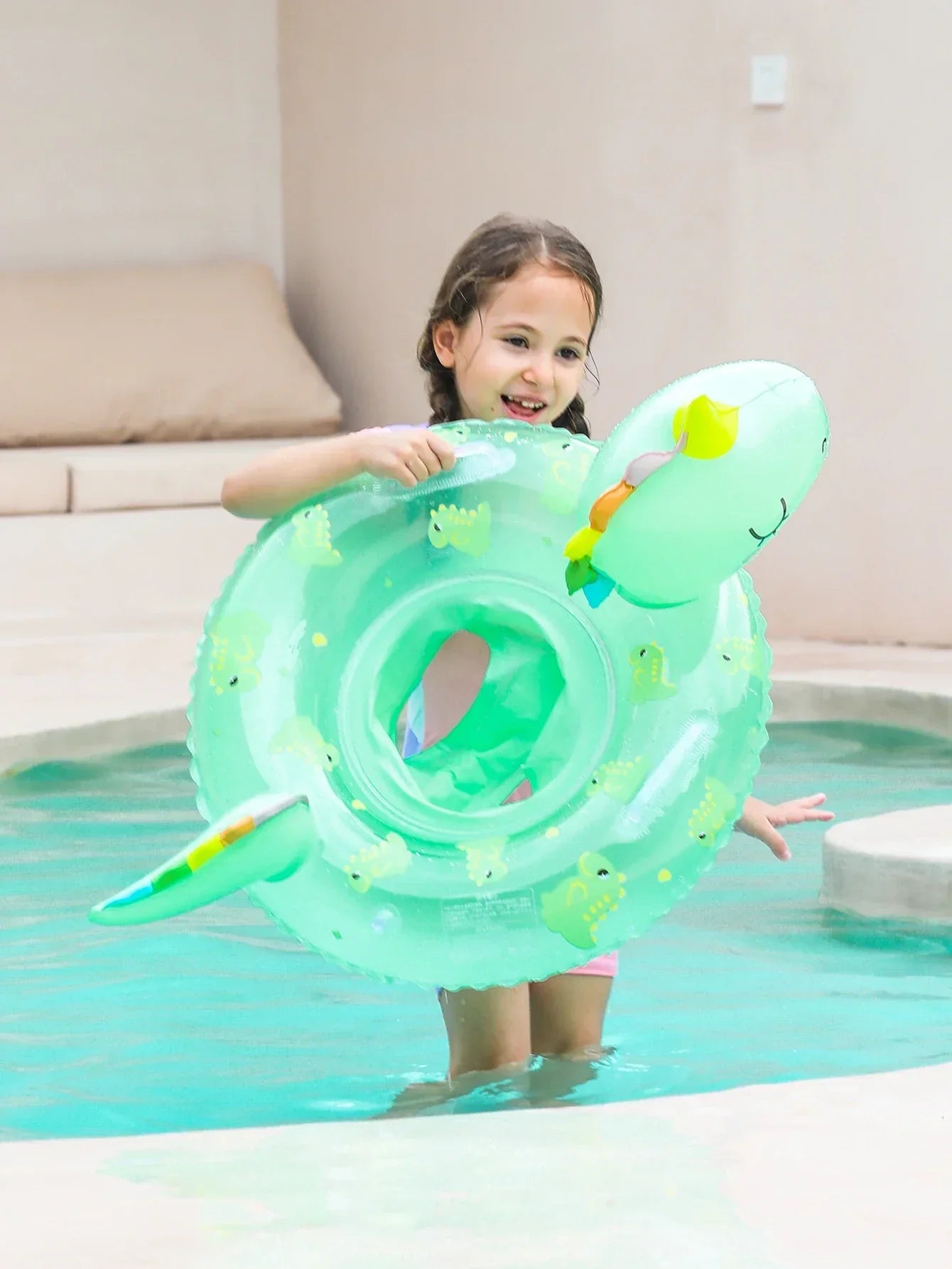 Anillo Inflable para Niños – Anillo con Forma de Dino para Diversión de Verano y Actividades en la Piscina