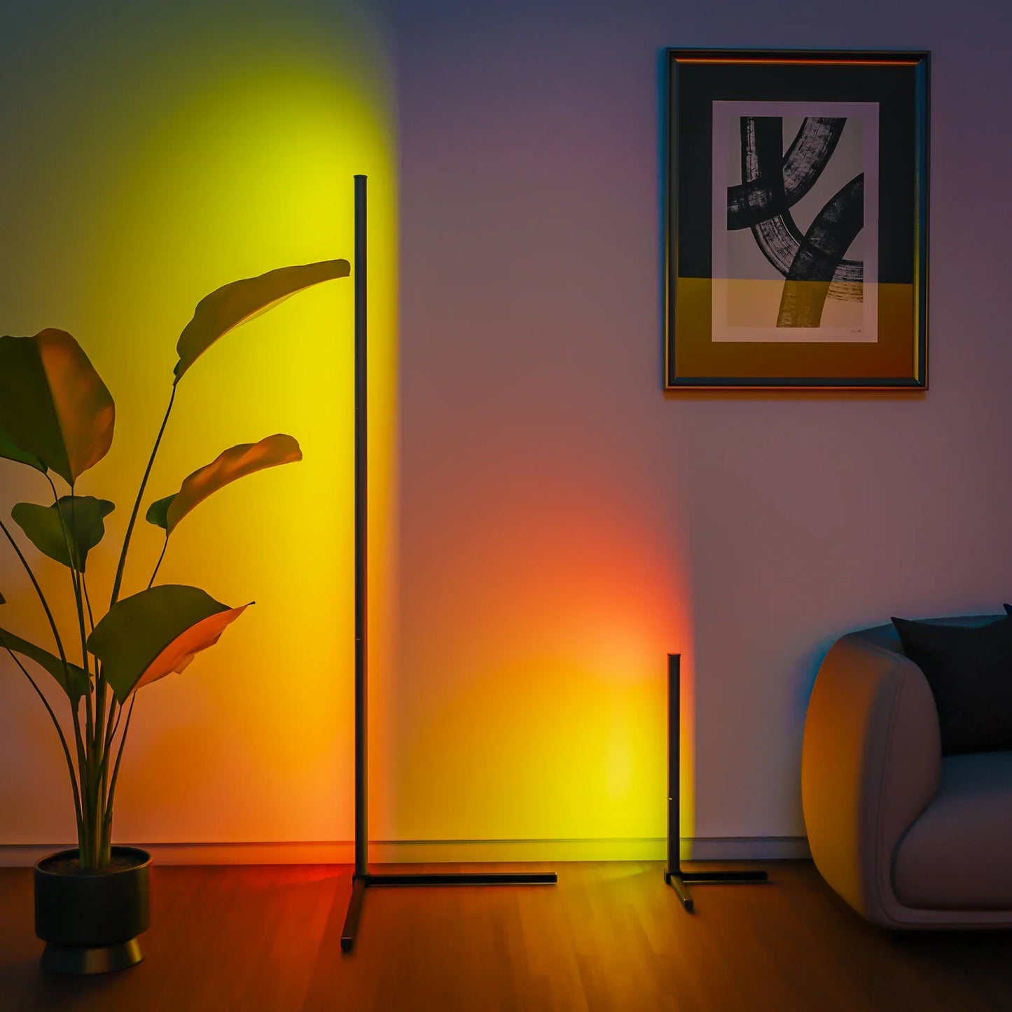 Smart RGB Gulvlampe med Musik-Synkronisering – LED Stemningslys med 16 Mio. Farver, App & Fjernbetjening