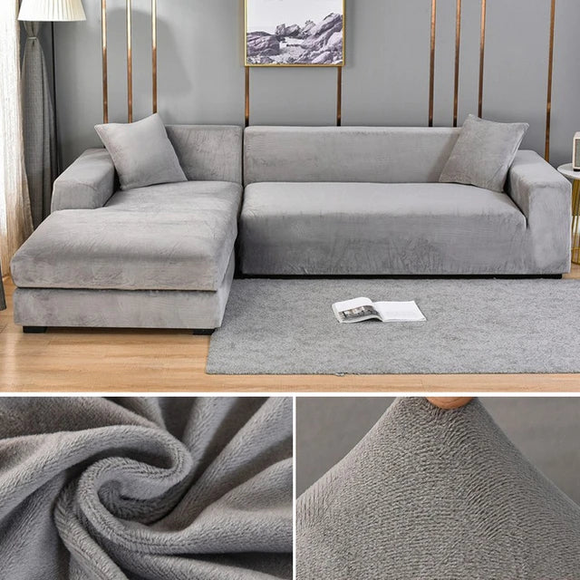 Elegant sofföverdrag i stretchig velour för skydd