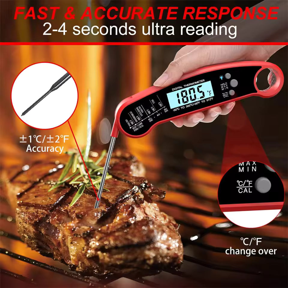 Snabb och exakt mattermometer med bakgrundsbelyst display