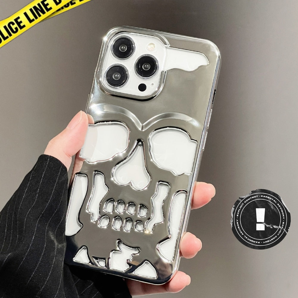 Smartphone Cover med Gotisk Skull Design i Midnattsfarve
