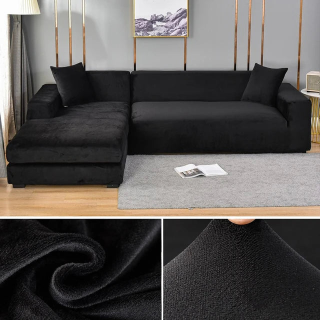 Elegant sofföverdrag i stretchig velour för skydd