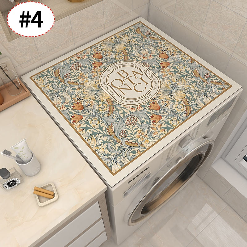 Retro Floral Vaskemaskine Cover Drainer Mat