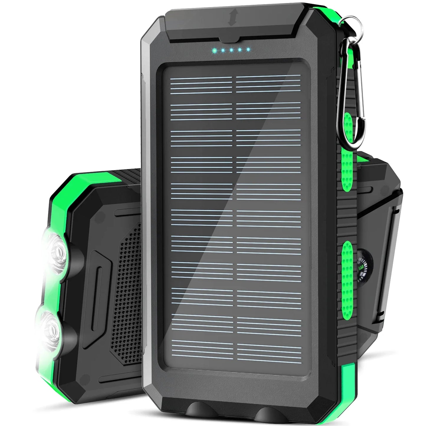 SOLUPUP Solcelle Power Bank med Indbyggede Kabler og Lynhurtig Opladning
