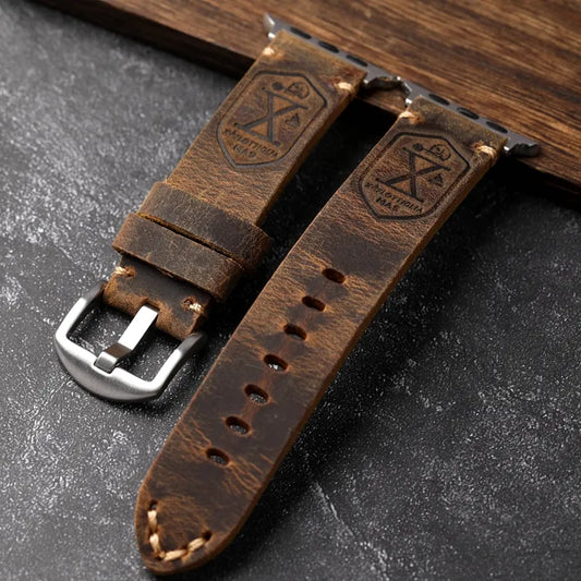Exklusivt handgjort läderarmband till Apple Watch