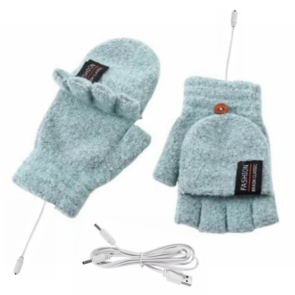 USB Värmehandskar | 3 Temperaturinställningar | Mjukt Stickat Material | Unisex Storlek