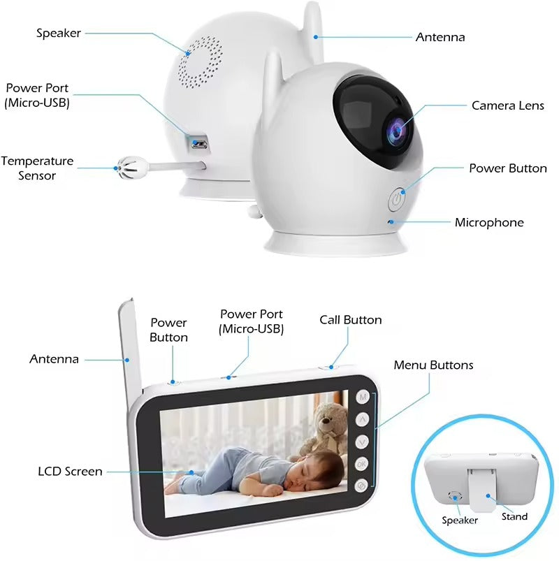 Babyvakt med HD-kamera, mörkersyn och app-kontroll
