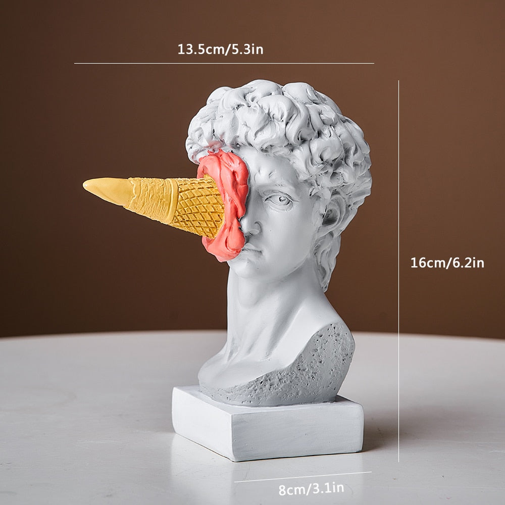 David-figur med isdekoration till hemmet skulptur