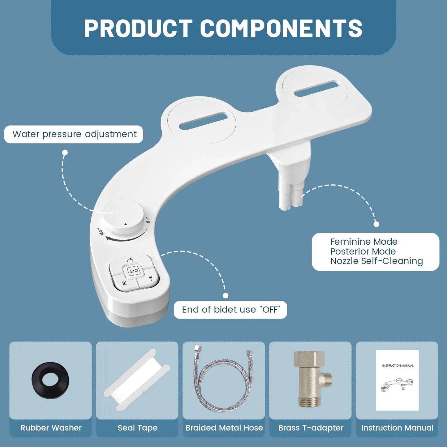 Selvrensende Dual Dyse Ren Hygiejne Bidet