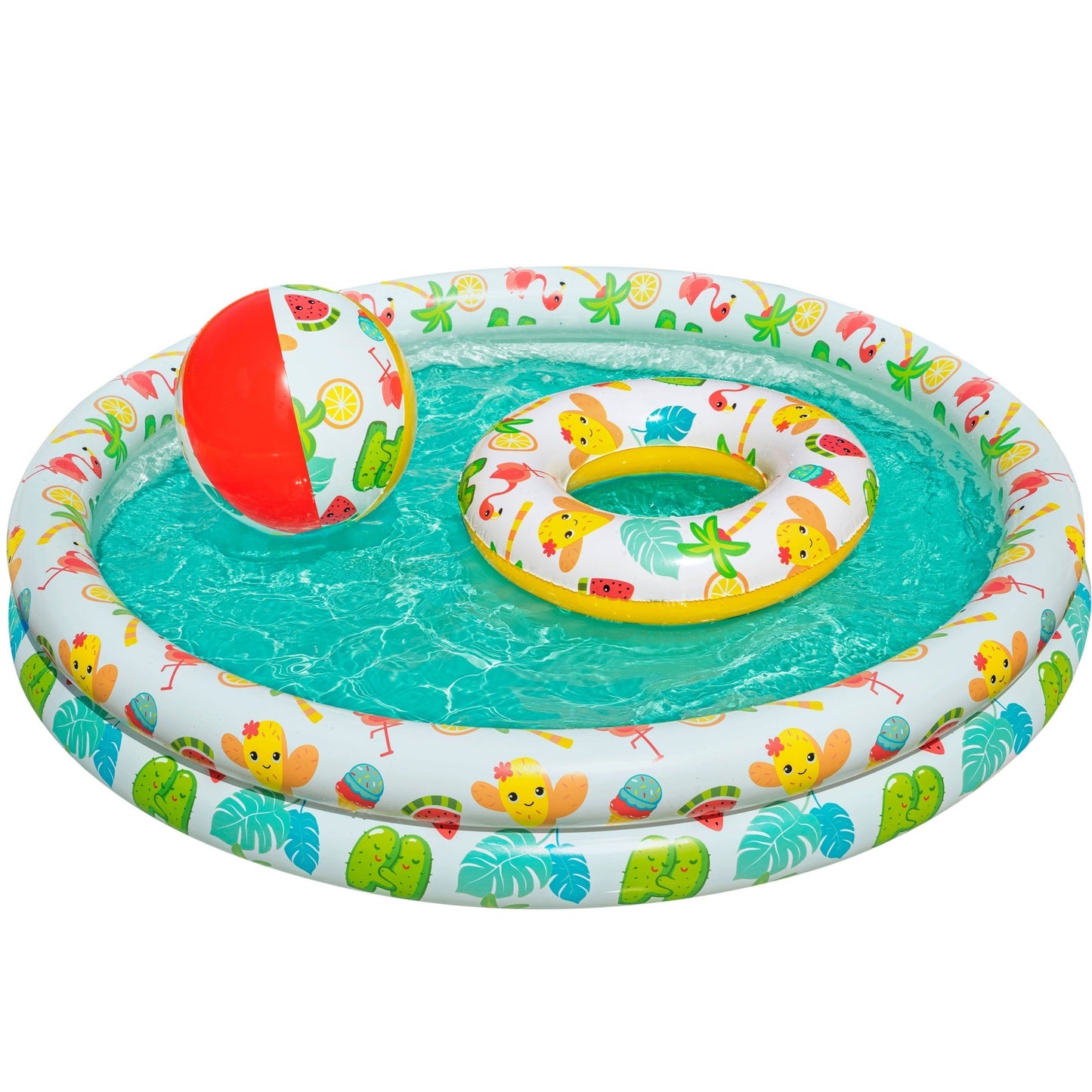 Sommarlek för hela familjen - Uppblåsbar pool med strandboll och badring