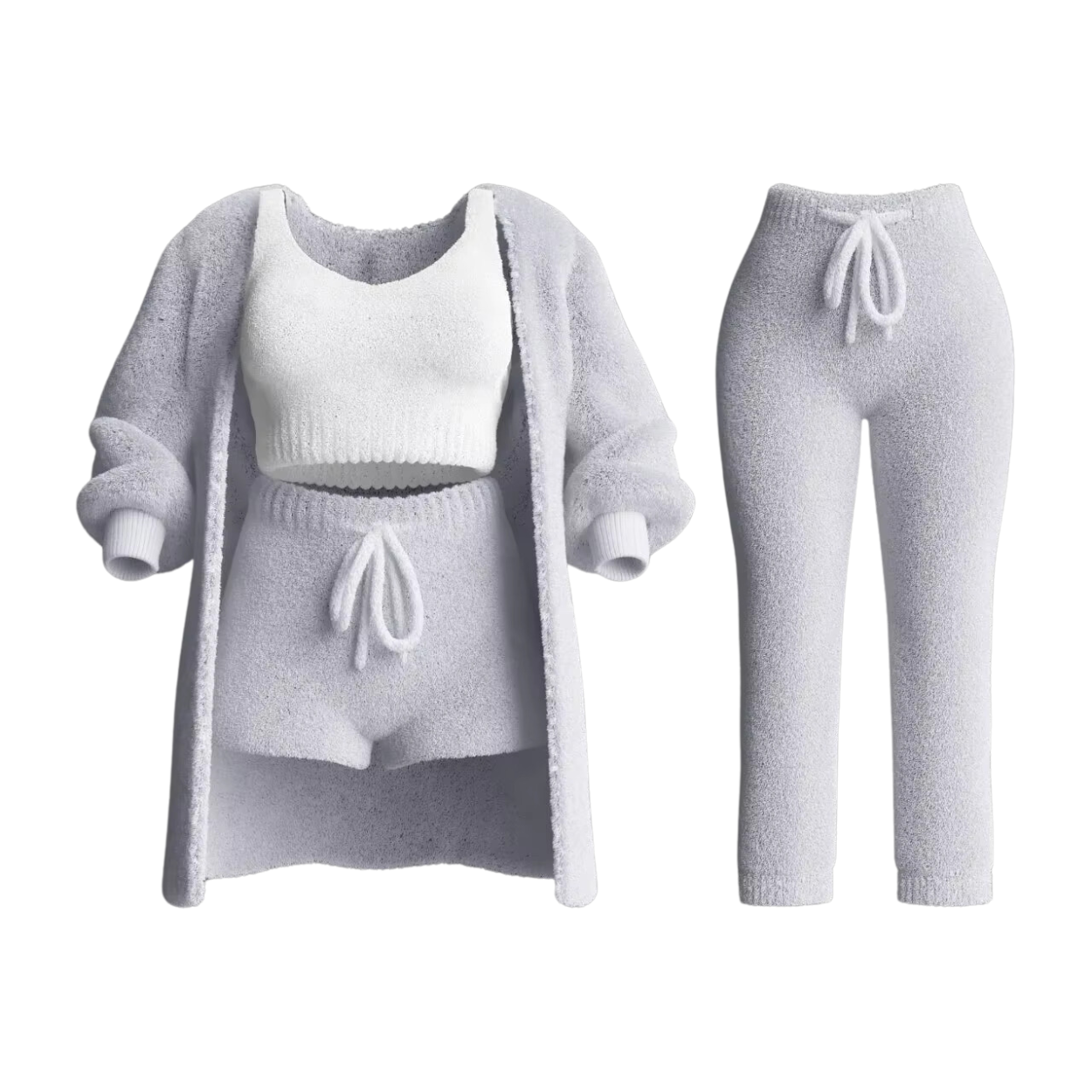 Feminint Sæt: Sweater, Sports-BH, Bukser og Cardigan