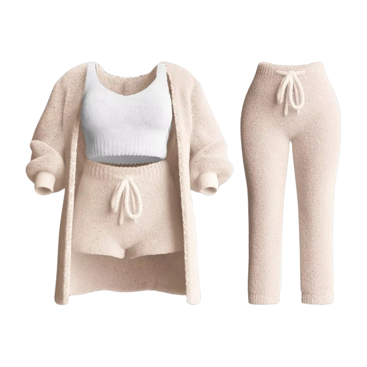 Feminint Sæt: Sweater, Sports-BH, Bukser og Cardigan