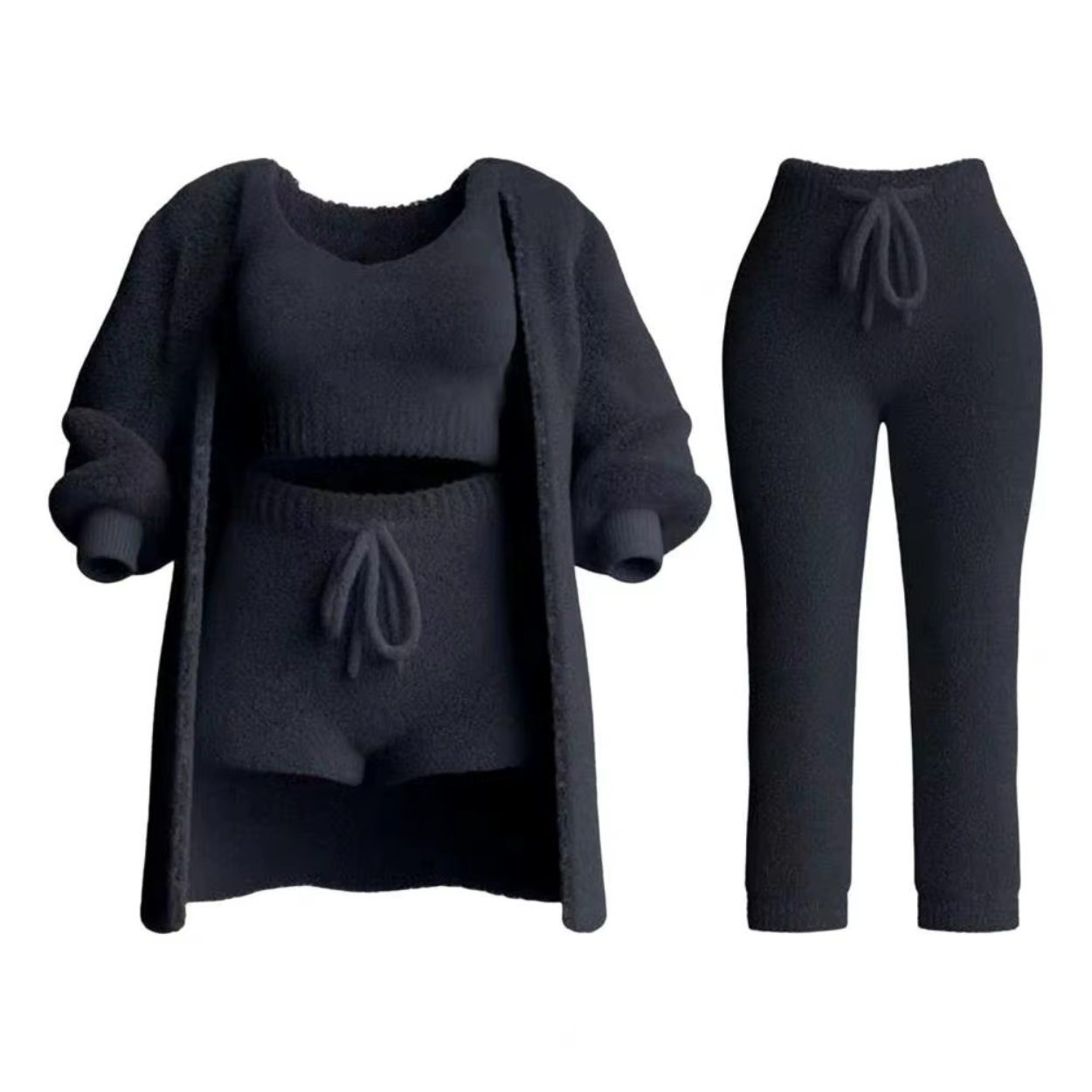 Feminint Sæt: Sweater, Sports-BH, Bukser og Cardigan