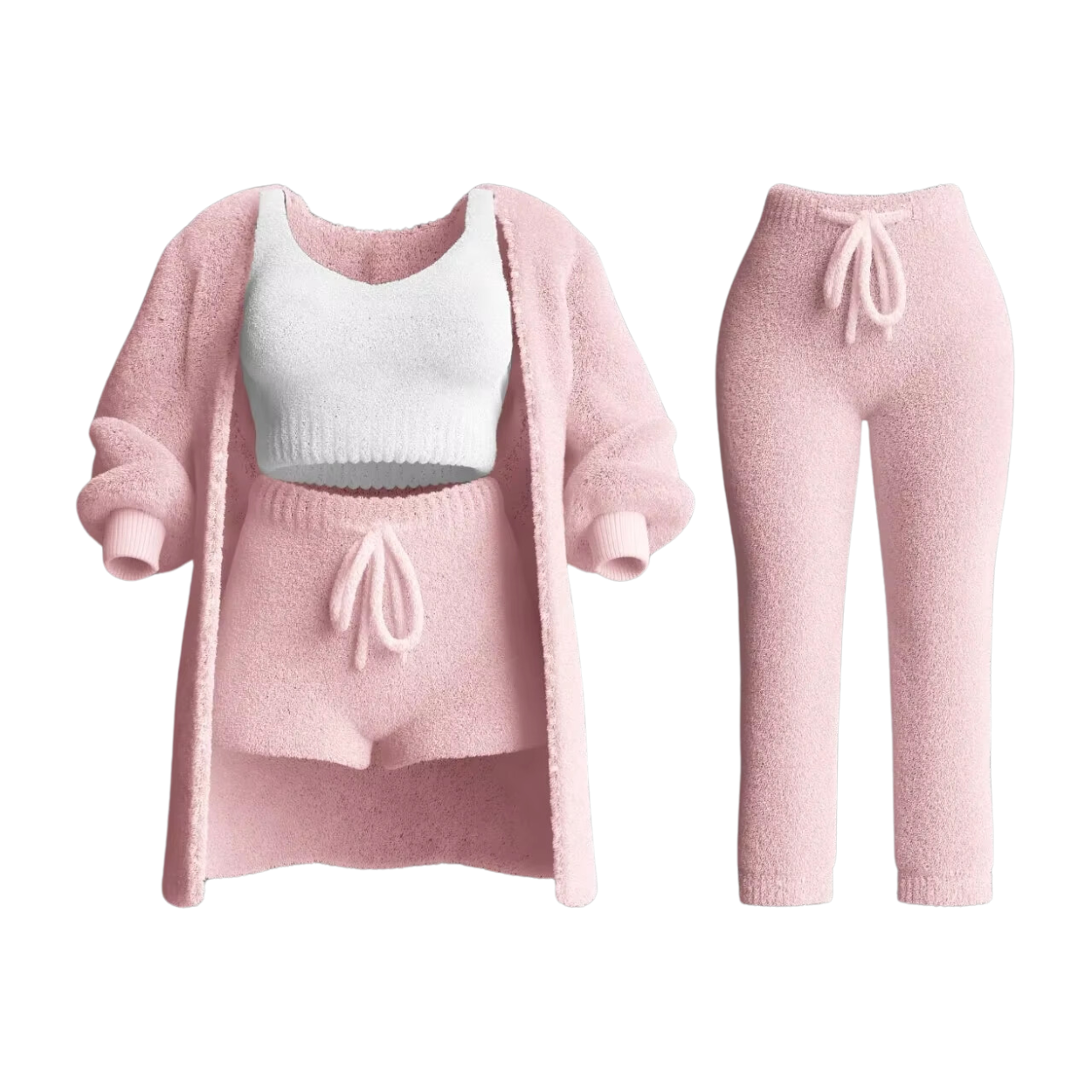 Feminint Sæt: Sweater, Sports-BH, Bukser og Cardigan