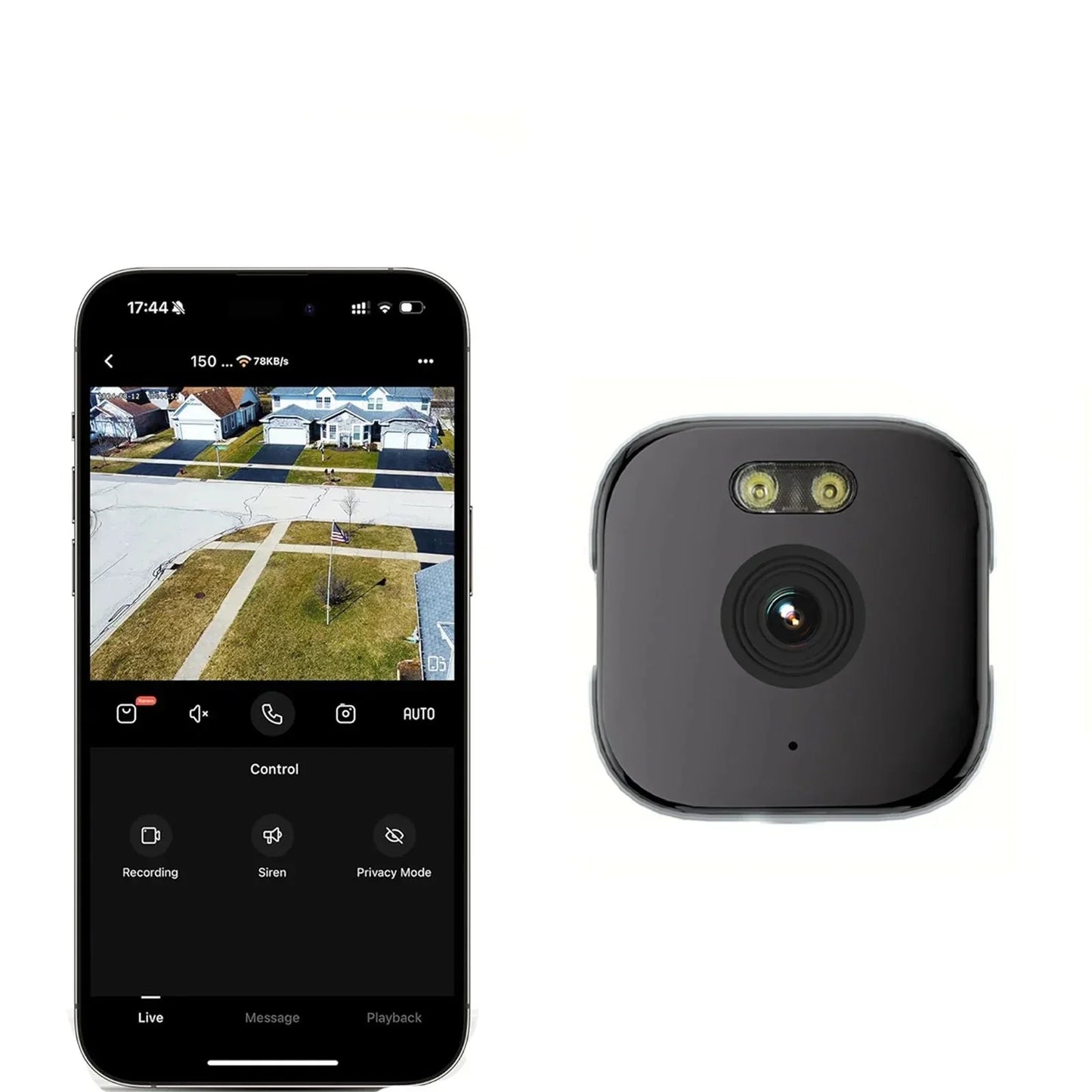 Säkerhetskamera för fönster 3MP 2K, Dual-Band Wi-Fi, mörkerseende i färg, 2 st.