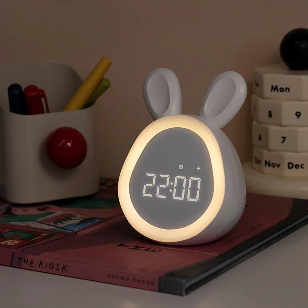 Sødt kaninformet vækkeur med LED natlys - BunnyBeam
