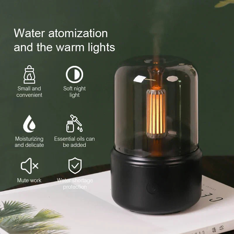 Aroma Diffuser med natlys | USB luftfugter 2-i-1 med 120 ml vandtank og automatisk slukning