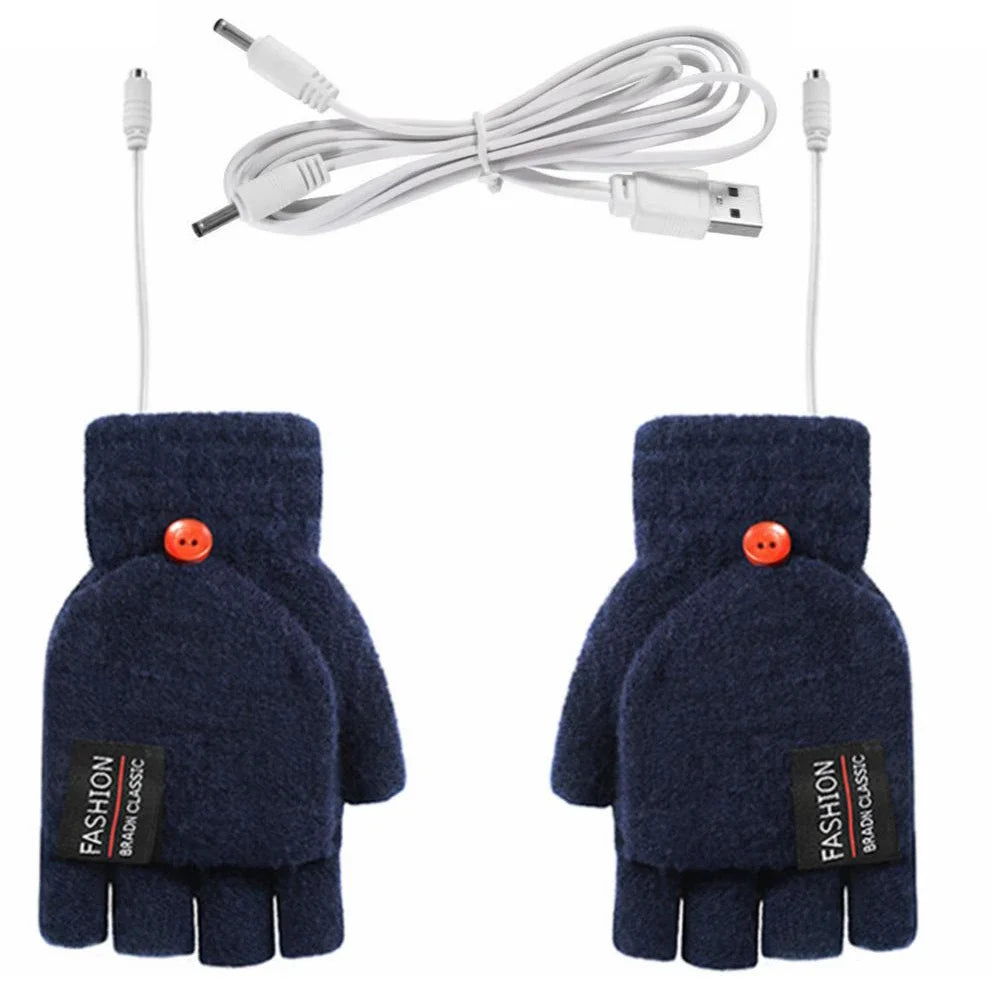 USB Värmehandskar | 3 Temperaturinställningar | Mjukt Stickat Material | Unisex Storlek
