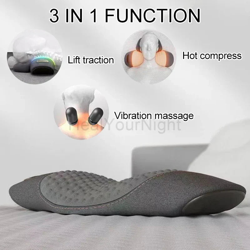 Vibrationsmassagekudde med varmkompression