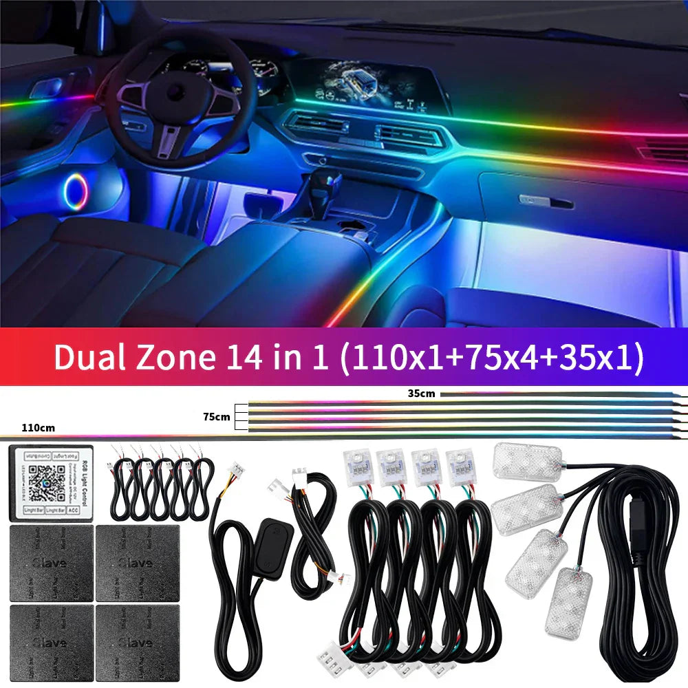 Bluetooth RGB Symphony Bil Atmosfære Lys Sæt
