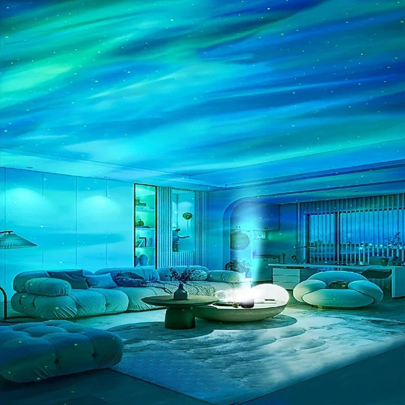 AuroraLys Proyector | Musiksynergi og Fjernbetjening | RGB Ambientelys | USB Opladning | 7,8×7,8×8,7 cm