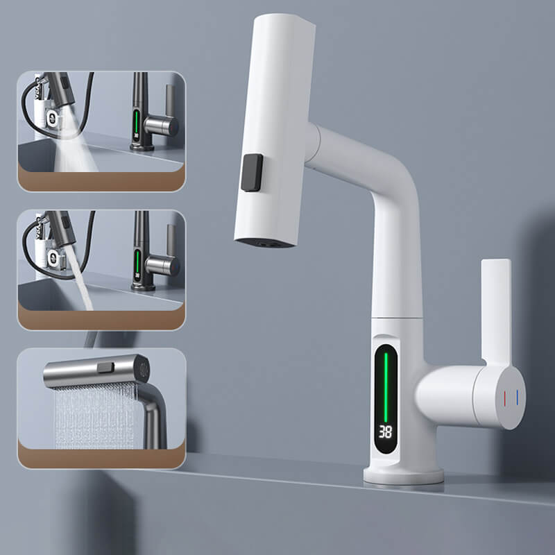 WaterMaster Fleksibel LED Køkken & Bad Vandhane – 360° Drejelig, Udtziehbar Slange & 5 Sprøjteindstillinger