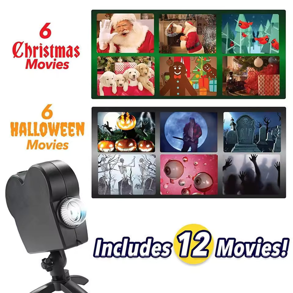 Holografisk projektor för Halloween med 12 videor och ljud för fönster