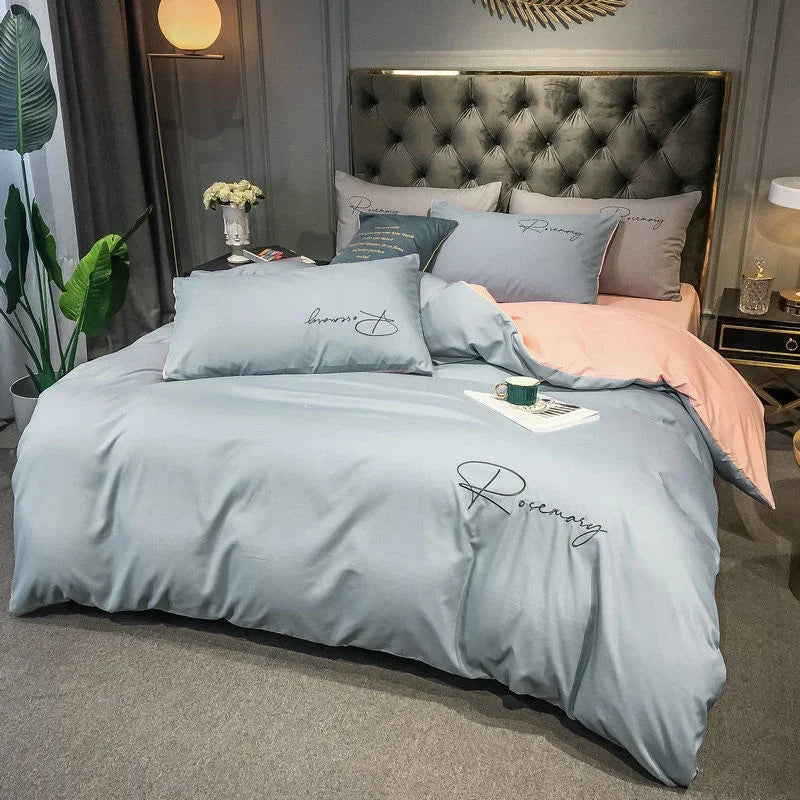 Elegant luksus sengetøj med broderet design