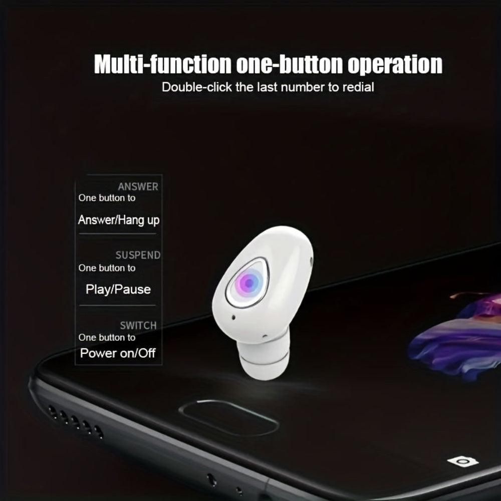 Trådløse Bluetooth Øretelefoner, Mini, Usynlige, Enkelt In-Ear