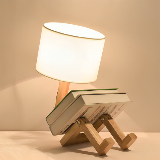 Skandinavisk Bordslampa med Hylla – Justerbar Ljusdesign