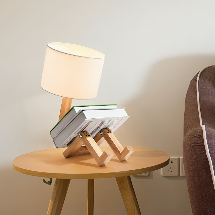 Skandinavisk Bordlampe med Hylde – Justerbart Lysdesign