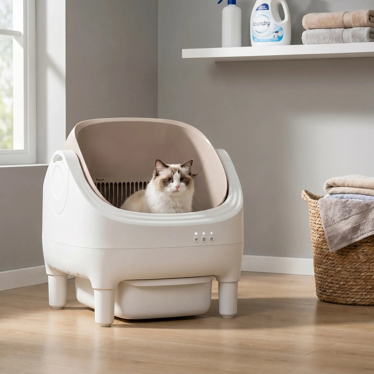 Automatisk kattlåda med smarta funktioner