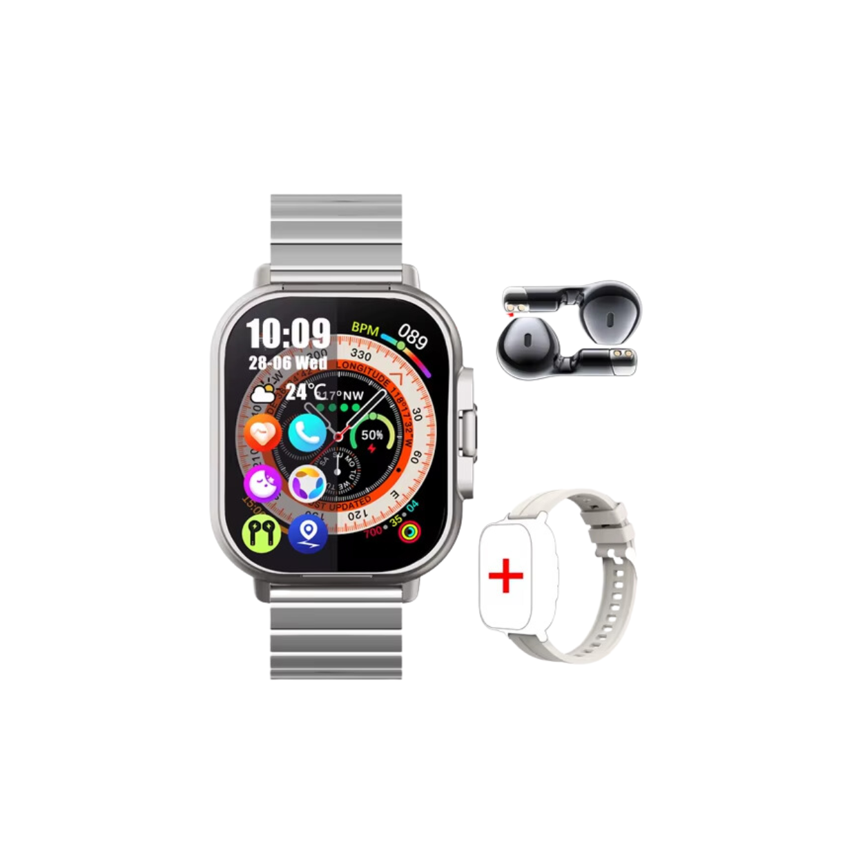 Smartwatch med Indbyggede Bluetooth Høretelefoner