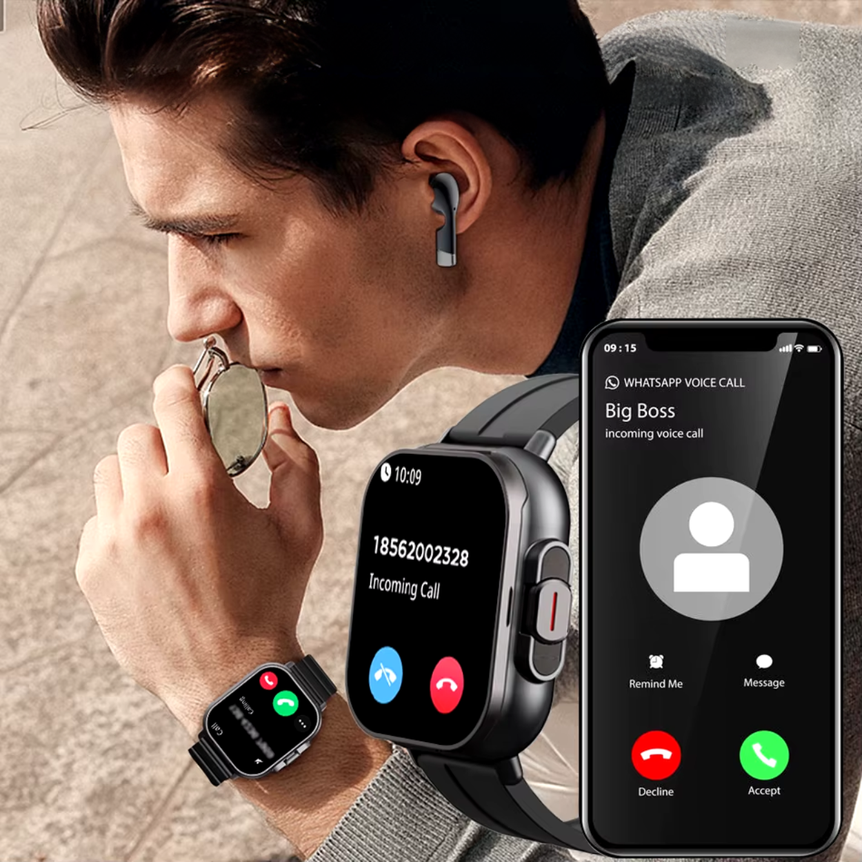 Smartwatch med Indbyggede Bluetooth Høretelefoner