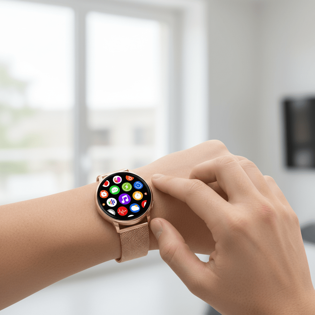 Elegant Smartwatch til Kvinder med Milanese Rem og Touchskærm