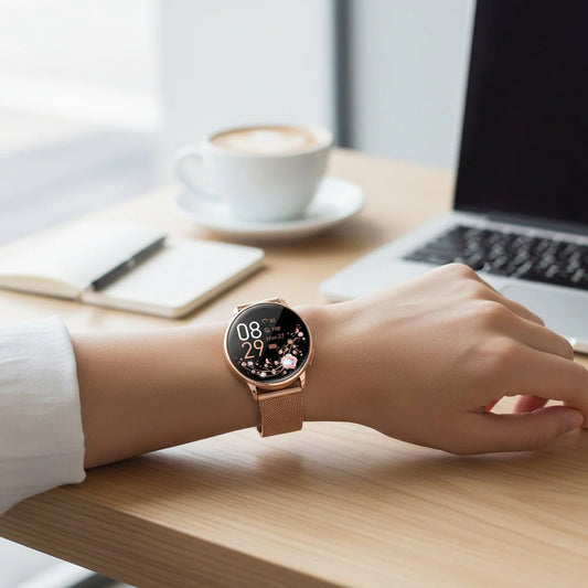 Elegant Smartwatch för Kvinnor med Milaneserem och Pekskärm