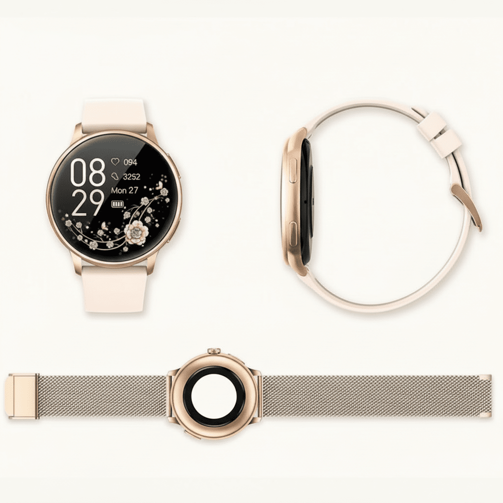 Elegant Smartwatch til Kvinder med Milanese Rem og Touchskærm