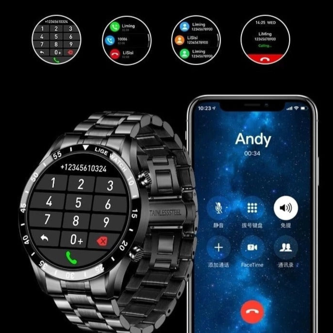 Multifunktionell Smartwatch med Aktivitetsspårning och Aviseringar