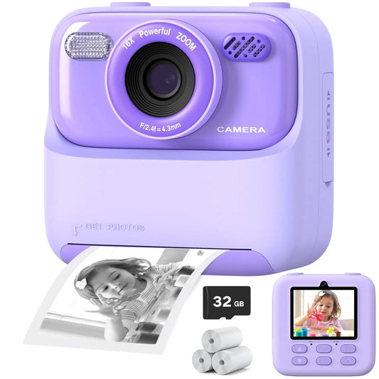 Färgglad direktkamera för barn med HD Selfie och 32 GB minne