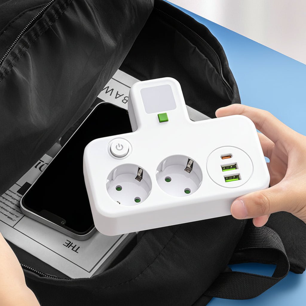Praktisk Strømfordeler med USB & Natlys - Optimal Opladning