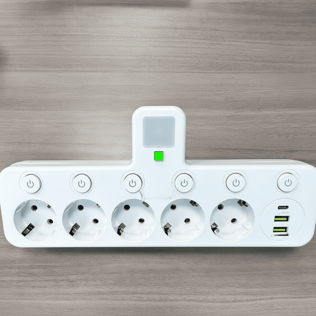 Praktisk Strømfordeler med USB & Natlys - Optimal Opladning