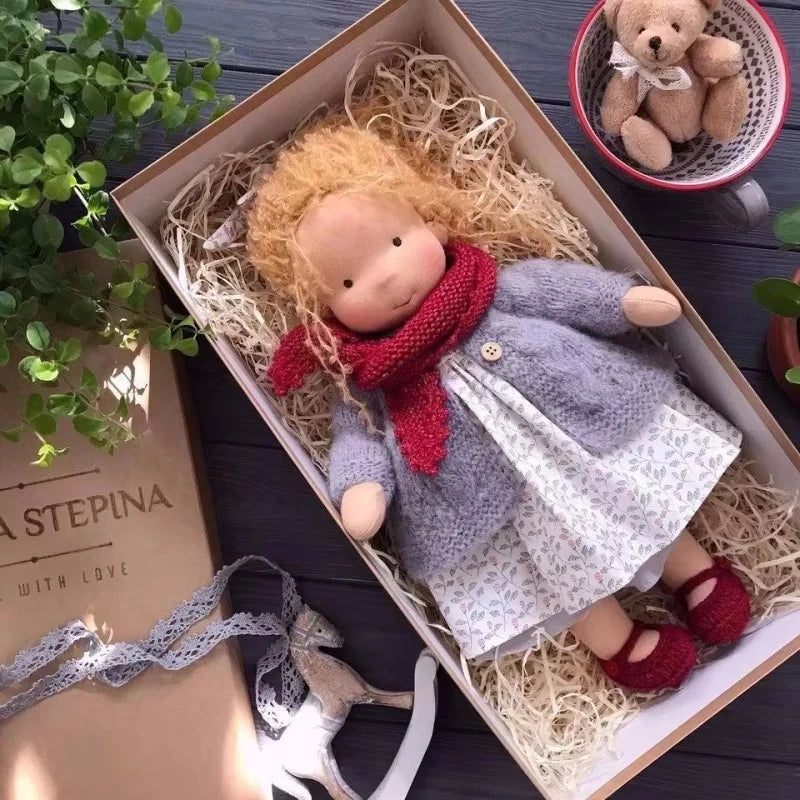 Waldorf Stil Bamse i Bomuld med Stofkasse