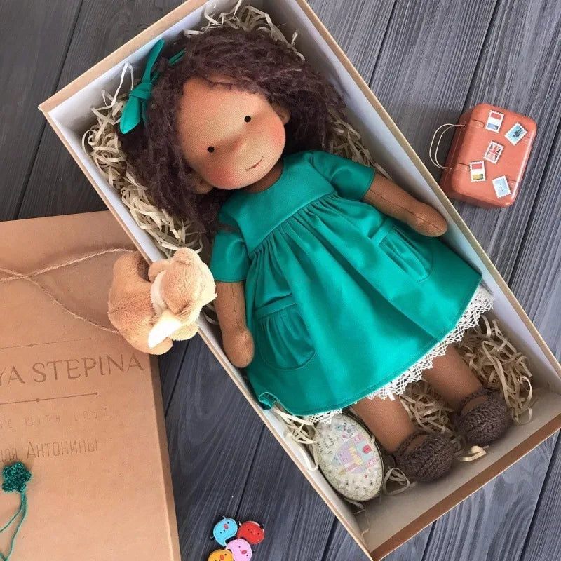 Waldorf Stil Bamse i Bomuld med Stofkasse