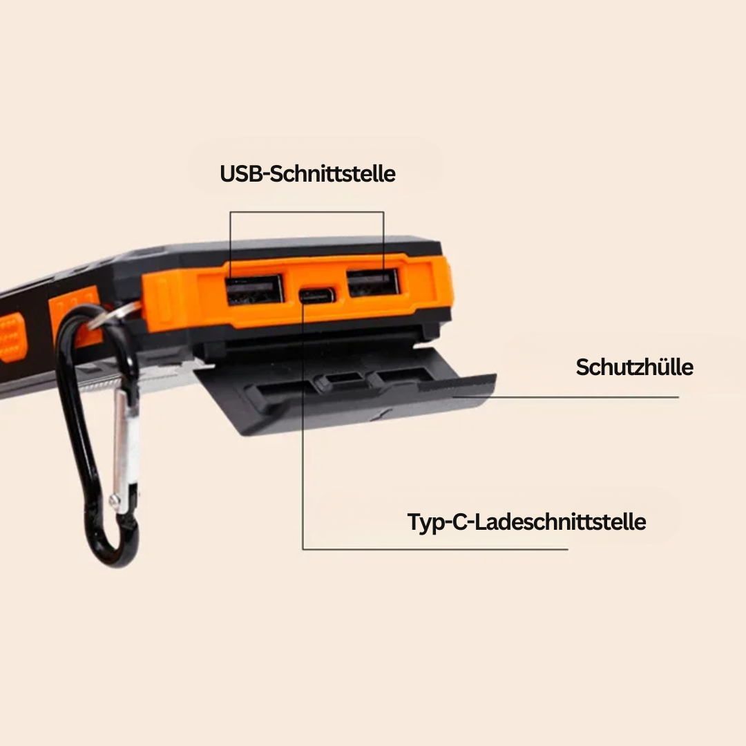 Solenergi Powerbank med Indbygget Lommelygte – EcoPower Lite