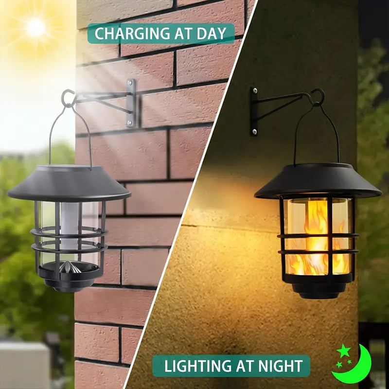 Solarlampa med flammande ljus – energisparande trädgårdslampa