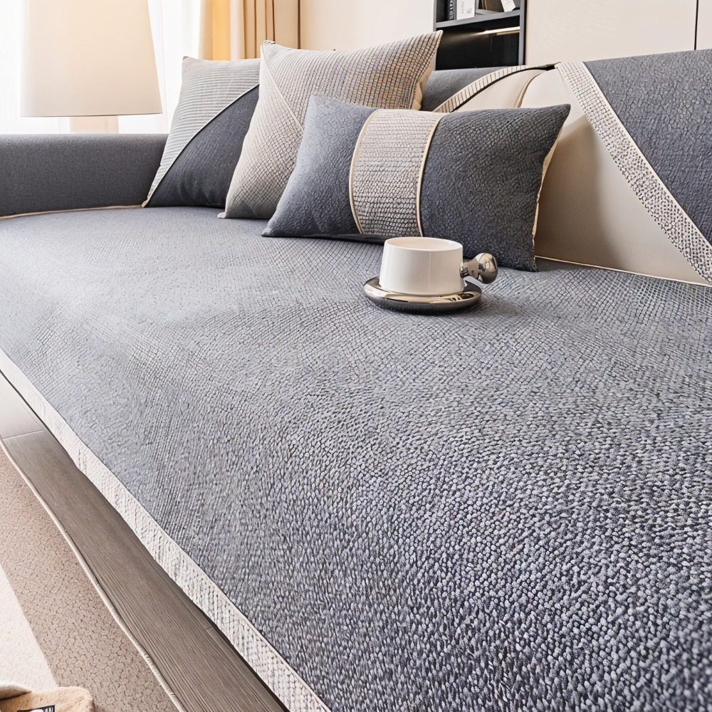 Sofabetækning i ensfarvet design - Holdbart og skridsikkert stof af bomuld og hør